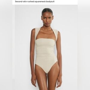 Aritzia Cream Ruched Square Neck One Piece